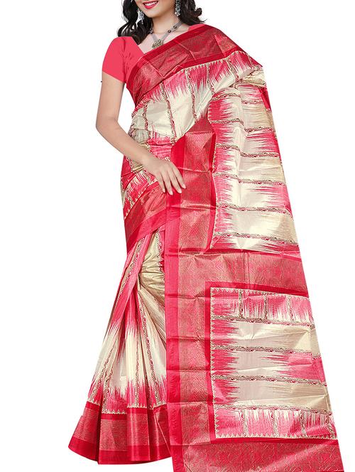 white silk saree - 12222932 - Very Small Image - 1