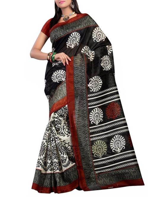 white silk saree with blouse - 12222962 - Very Small Image - 1