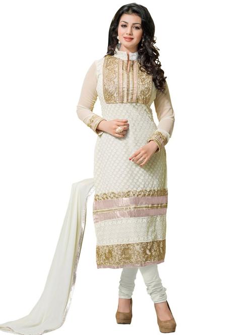 white cotton semistitched suit - 12223230 - Very Small Image - 1