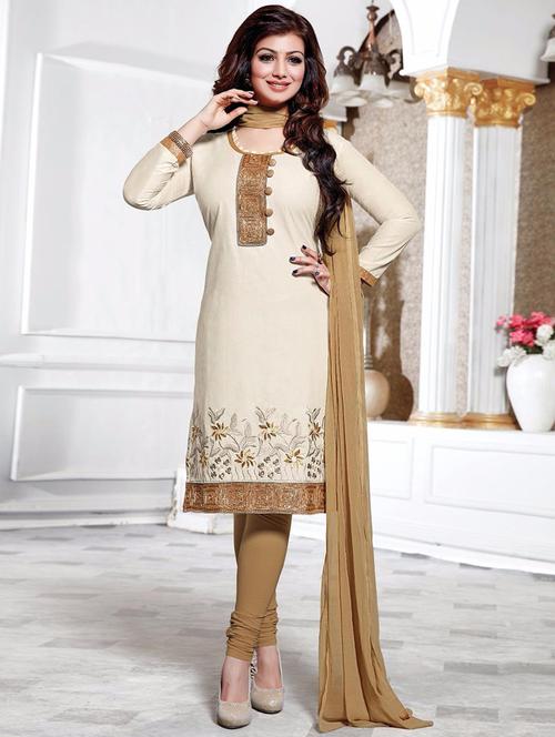 white cotton semistitched suit - 12223402 - Very Small Image - 1