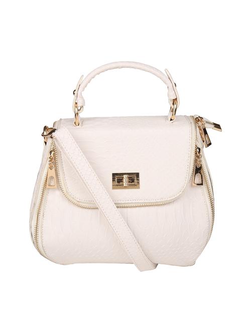 white textured leatherette handbag cum sling - 12239878 - Very Small Image - 1