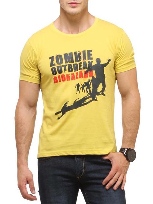 yellow cotton printed t-shirt - 12241469 - Very Small Image - 1