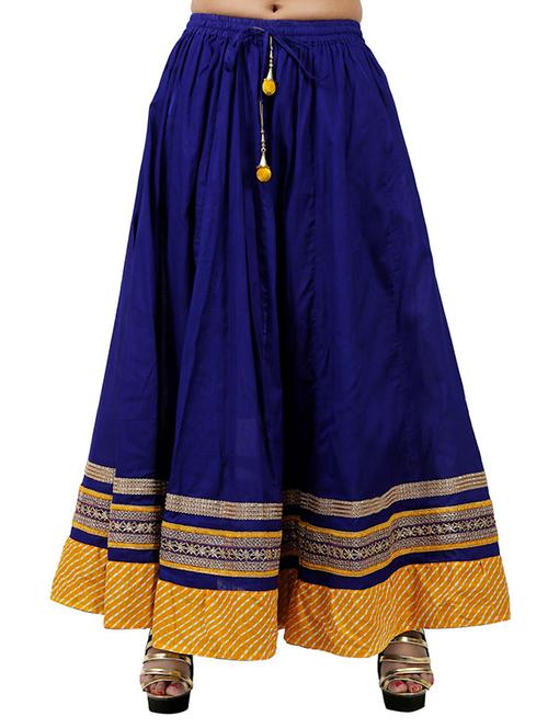 blue cotton  ethnic long skirt - 12242151 - Very Small Image - 1
