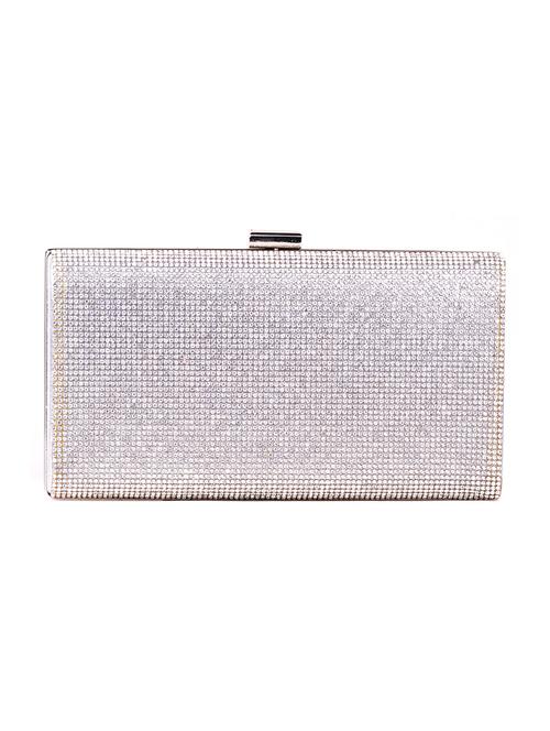 silver metal embellished clutch - 12242375 - Very Small Image - 1