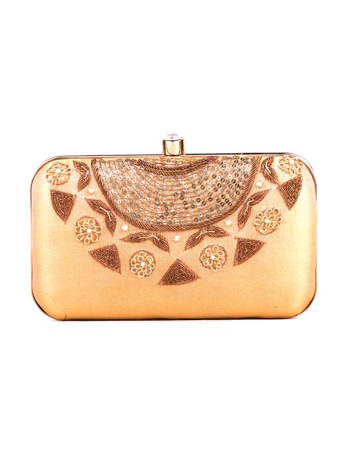 beige metal embellished clutch - 12242384 - Very Small Image - 1