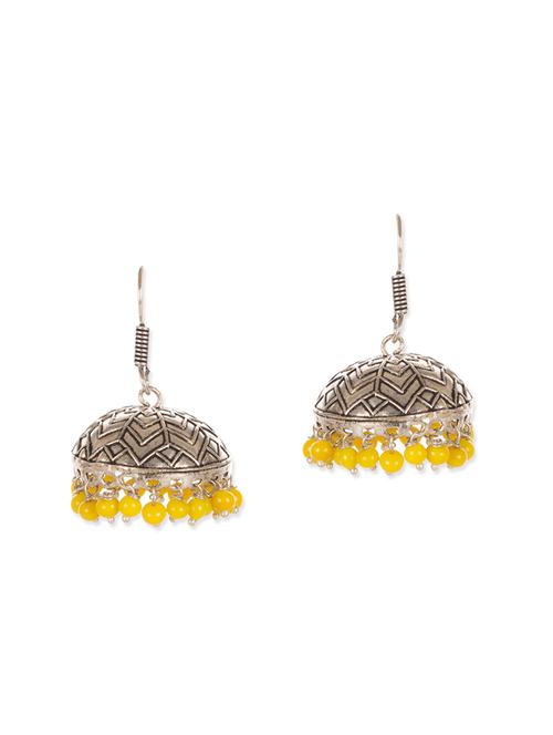 yellow metal drop earring - 12243523 - Very Small Image - 1
