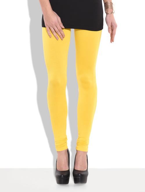 solid yellow viscose knit leggings - 1224360 - Very Small Image - 1