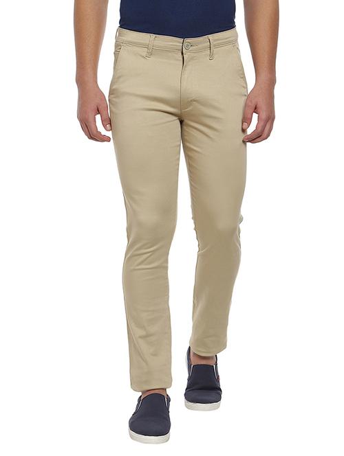 beige cotton chinos casual trousers - 12246037 - Very Small Image - 1