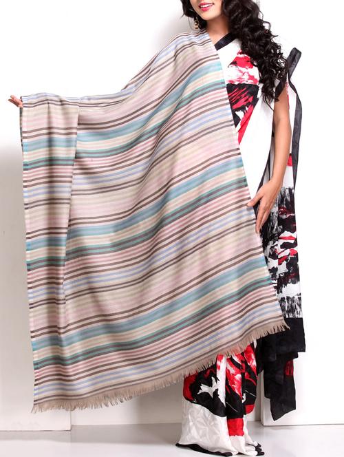 multi colored striped woollen shawl - 12248264 - Very Small Image - 1