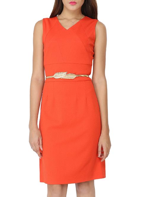 solid orange shift dress - 12249023 - Very Small Image - 1