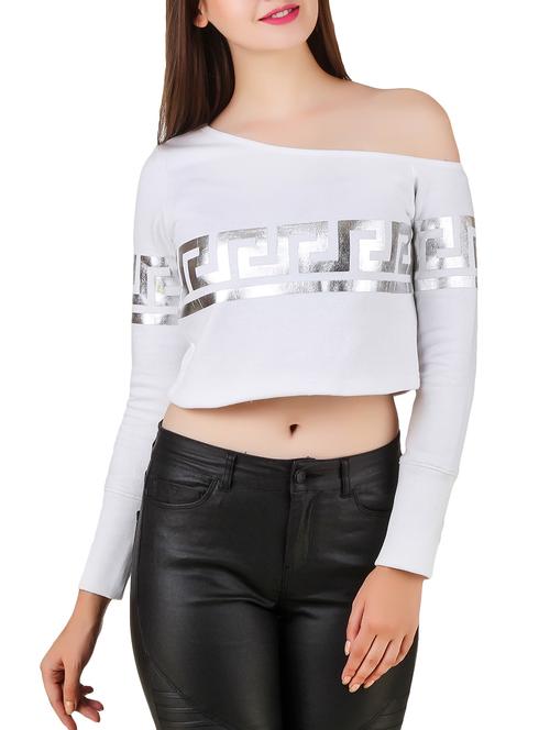 white fleece crop pullover - 12251235 - Very Small Image - 1