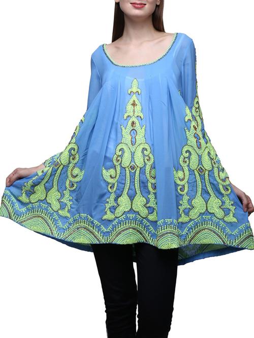 blue georgette kurti - 12253141 - Very Small Image - 1