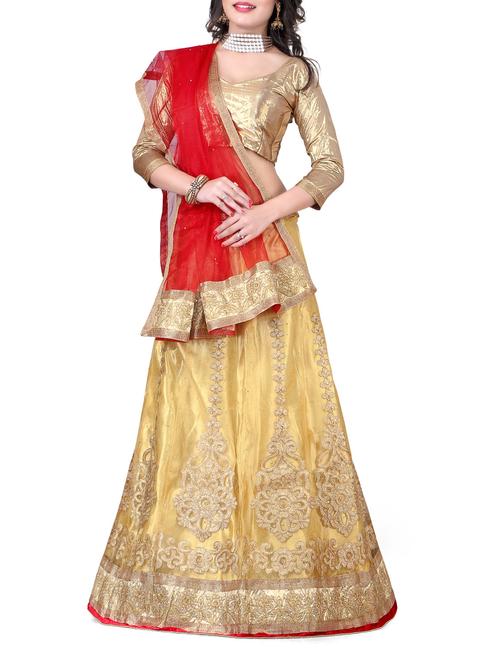 beige net aline lehenga - 12257723 - Very Small Image - 1