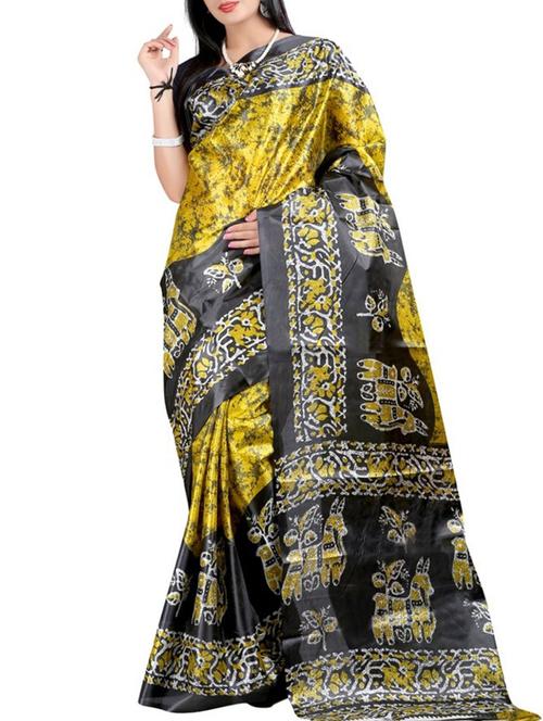 yellow silk saree - 12257823 - Very Small Image - 1