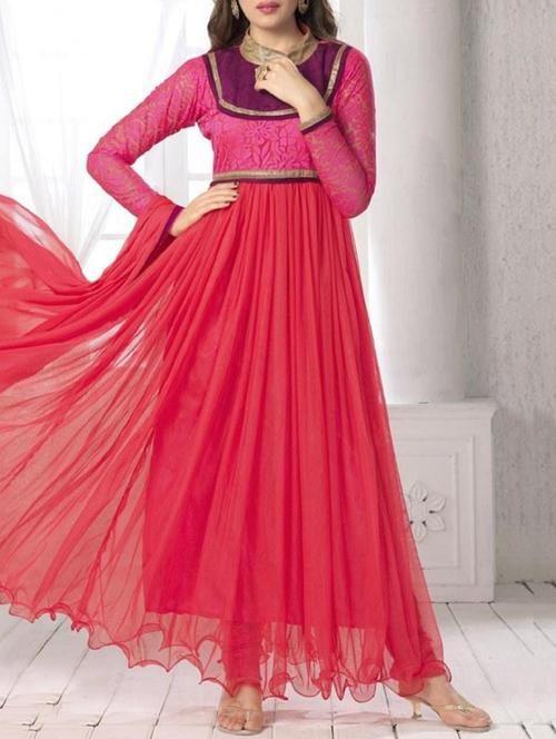 blue net semistitched suit - 12258293 - Very Small Image - 1