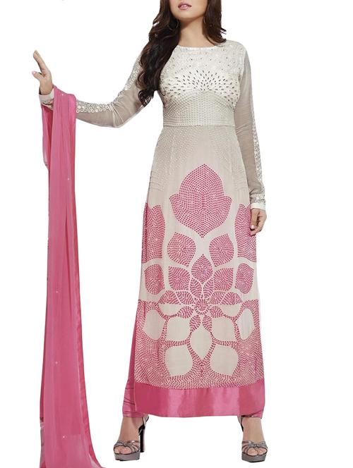 pink net semistitched suit - 12258359 - Very Small Image - 1
