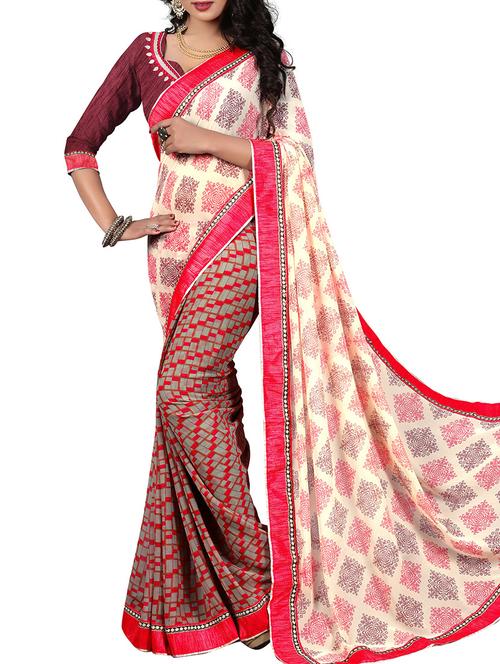 multi georgette printed saree with blouse - 12258676 - Very Small Image - 1