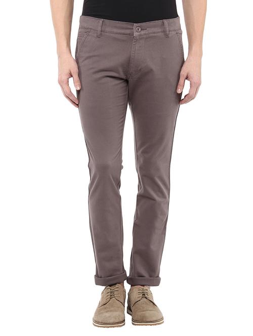 Grey Stretchable Slim Fit Casual Chinos - 12258761 - Very Small Image - 1