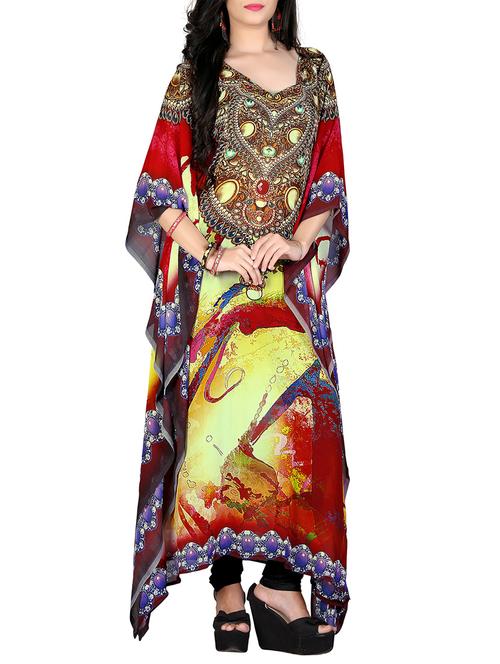 multicolored printed georgette kaftan - 12260719 - Very Small Image - 1