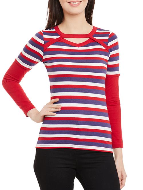 cut out detail striped tee  - 12264236 - Very Small Image - 1