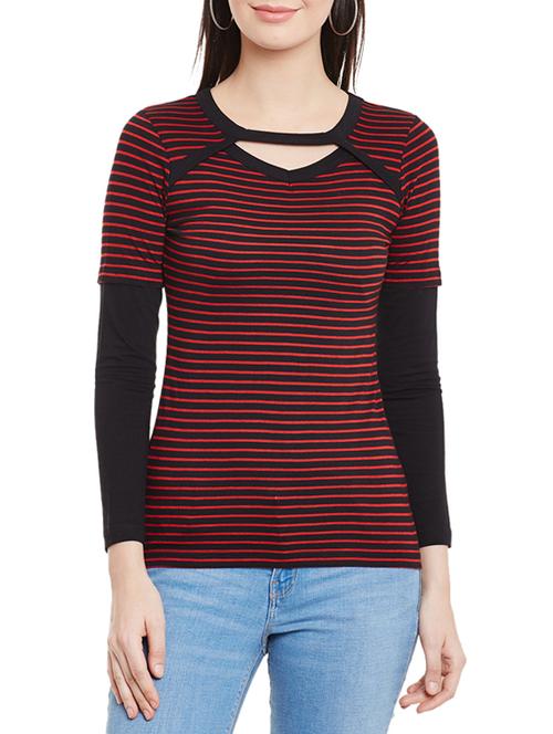 cut out detail striped tee  - 12264238 - Very Small Image - 1