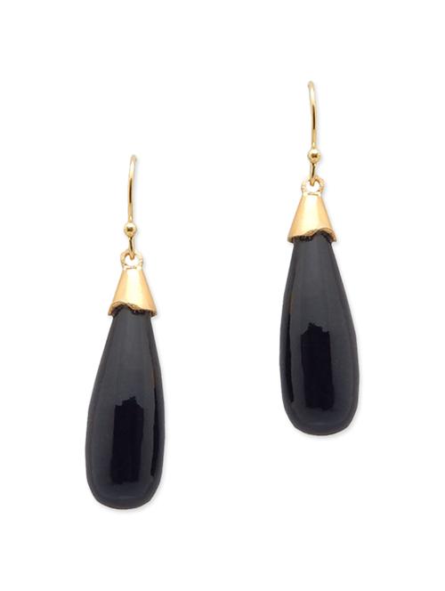 black gold plated drop earring - 12264459 - Very Small Image - 1