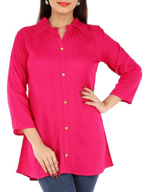 pink viscose regular shirt - 12265283 - Very Small Image - 1