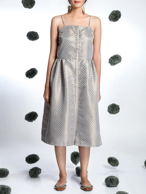 dusty gold and pastel blue brocade dress - 12265319 - Very Small Image - 1