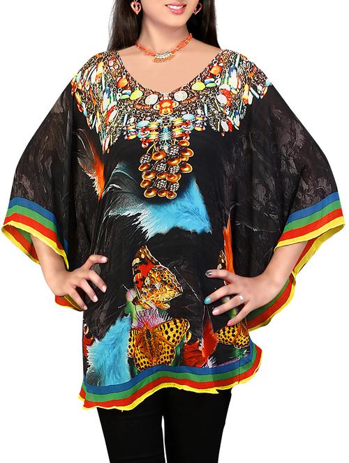 multicolored printed georgette kaftan - 12265478 - Very Small Image - 1