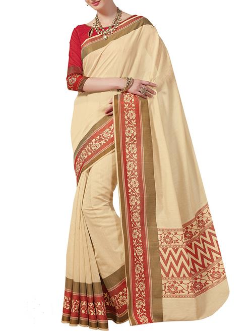 floral zari border saree with blouse - 12265526 - Very Small Image - 1
