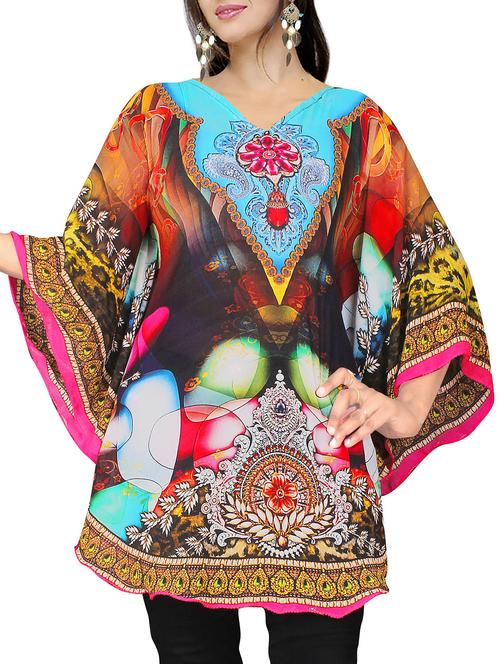 multicolored printed georgette kaftan - 12265904 - Very Small Image - 1