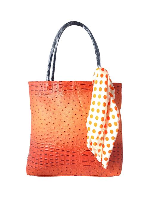 orange leatherette textured handbag - 12266220 - Very Small Image - 1