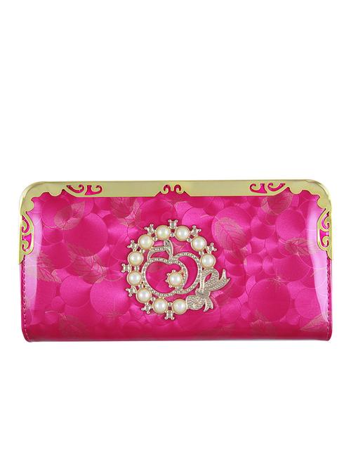 pink leatherette embellished wallet - 12266880 - Very Small Image - 1