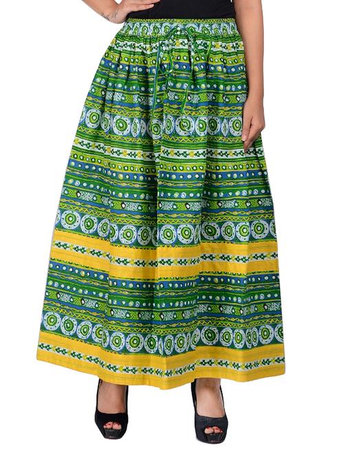 green cotton flared maxi skirt - 12266946 - Very Small Image - 1