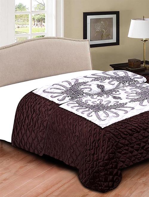 cotton silk brown floral printed double bed comforter - 12267493 - Very Small Image - 1