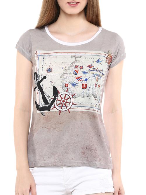 grey printed casual tee - 12268689 - Very Small Image - 1
