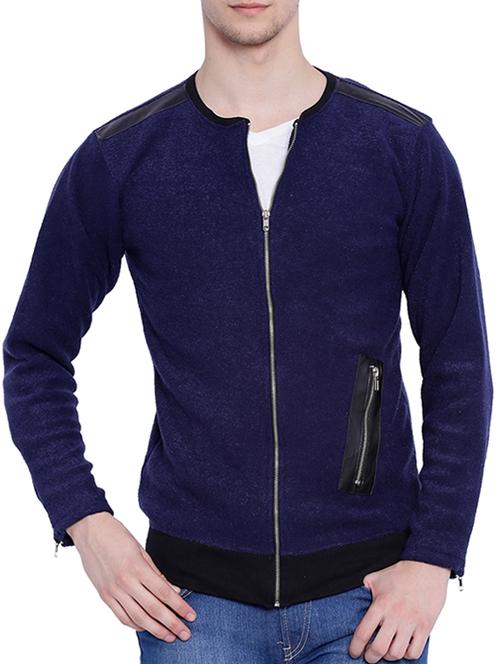 blue solid casual jacket - 12268723 - Very Small Image - 1