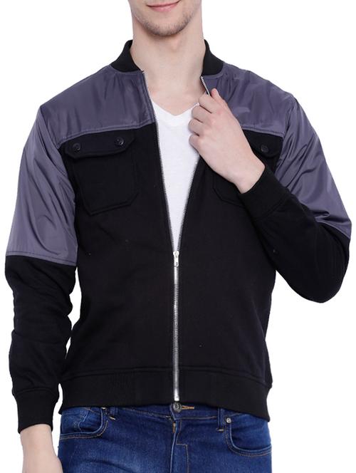 black color block  casual jacket - 12268740 - Very Small Image - 1