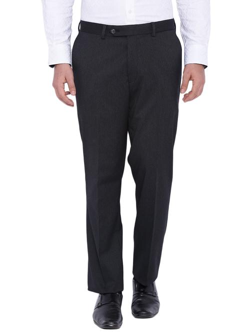 black wool flat front trousers formal trouser - 12269074 - Very Small Image - 1