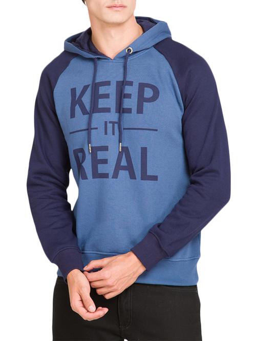 navy blue cotton chest print sweatshirt - 12270108 - Very Small Image - 1