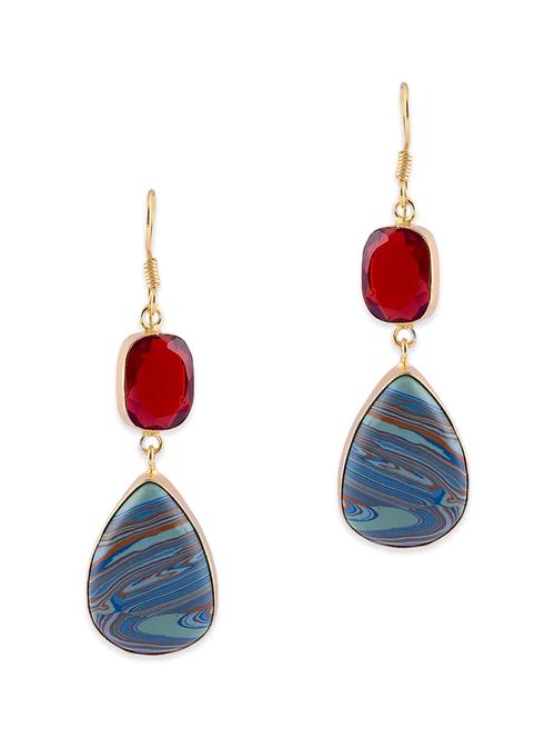 multi colored gold plated drop earring - 12270922 - Very Small Image - 1