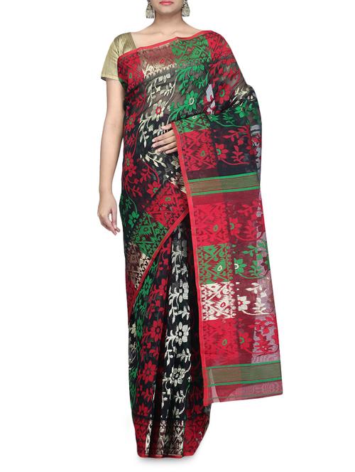 Multicoloured Handloom Cotton Jamdani Sari - 1227349 - Very Small Image - 1