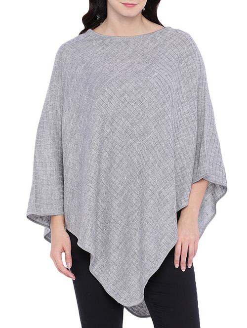 grey woolen asymmetrical poncho - 12275320 - Very Small Image - 1