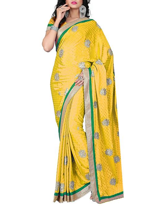 yellow silk saree with blouse - 12277998 - Very Small Image - 1