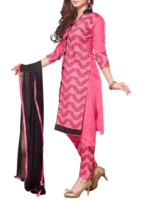 Embroidered straight semi-stitched suit - 12278868 - Very Small Image - 1