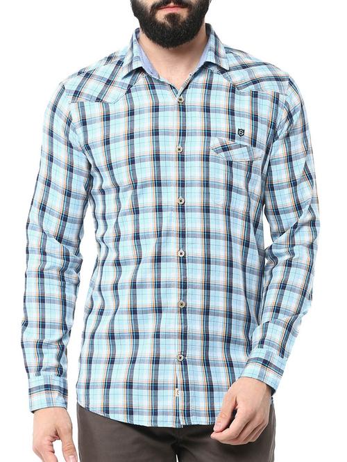 light blue cotton casual shirt - 12292489 - Very Small Image - 1