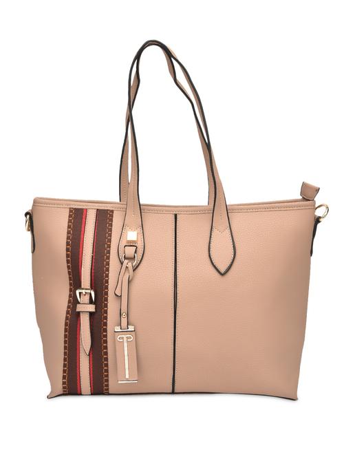 beige and brown faux leather striped handbag - 1229313 - Very Small Image - 1