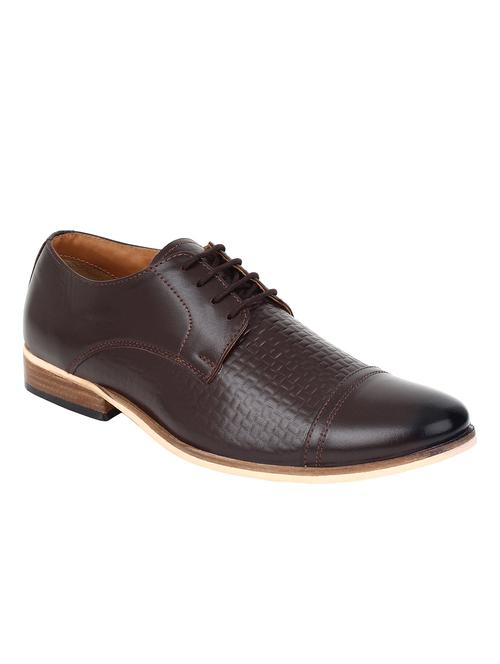brown color, leather derby - 12297591 - Very Small Image - 1