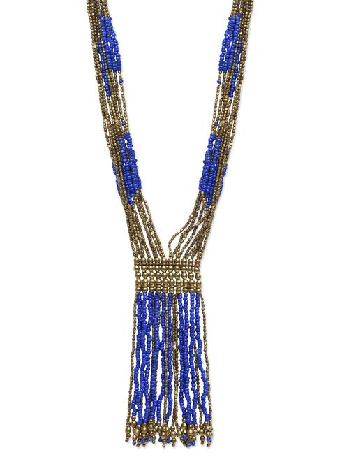 blue and gold beaded necklace  - 1229926 - Very Small Image - 1