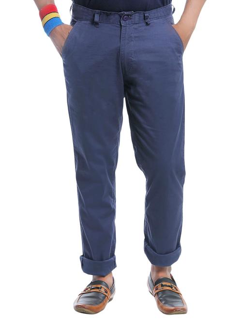 blue cotton chinos casual trousers - 12299261 - Very Small Image - 1